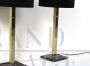 Pair of modern design lamps in brass and black marble