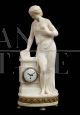 Antique Napoleon III French clock in white statuary marble