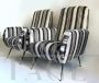 Pair of classic 70s vintage armchairs in black and white velvet