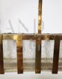 Large vintage horizontal brass and glass chandelier, 1970s