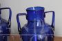 Pair of Art Nouveau amphora vases in cobalt blue Murano glass