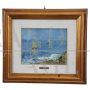 Painting with a seascape by Amedeo Merello, oil on canvas from the 1960s          