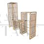 Large Marango bookcase by Alberto Smania in bamboo, brass and leather