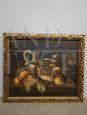 Flemish still life painting, oil on panel from the mid-19th century