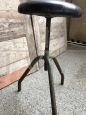 Industrial stool with leather seat