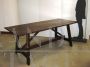 Antique style rustic table in solid spruce, 20th century