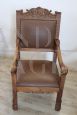 Pair of Renaissance style armchairs in carved walnut, late 19th century