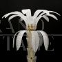 Palm tree-shaped floor lamp in white Murano glass and brass