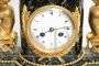 Antique Napoleon III clock in green Alpine marble with gilded bronze angels