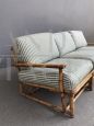 Vintage three seater sofa in bamboo