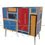 Credenza a due ante in stile vintage in vetro multicolor                            