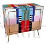 Vintage style sideboard in multicolored Murano glass