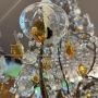 Antique chandelier with amber crystal drops and 10 lights