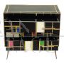 Dresser with three drawers in black and colored glass