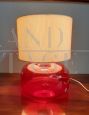 B0211 Ikea red glass table lamp from the 90s