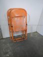 Set of 3 orange metal folding chairs, 1970s