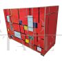 Dresser with four drawers in red multicolored Murano glass