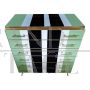 Small tallboy dresser with vertical lines in colored glass