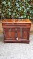 Antique mahogany feather sideboard with retractable marble dressing table, 19th century France