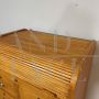 Vintage filing cabinet with 8 drawers and top with rolling shutter closure