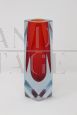 1960s vase in faceted red submerged Murano glass