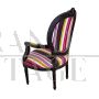 Antique style medallion armchair with multi-coloured fabric