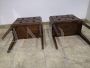 Pair of antique Louis XVI bedside tables, with landscape inlay on the top