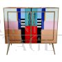 Vintage style sideboard in multicolored Murano glass