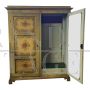 Antique Tyrolean two-door wardrobe, cream and green lacquered and hand painted