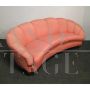 Vintage curved sofa in pink velvet in Gio Ponti style