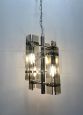 Veca chandelier pendant lamp in hand-cut smoked glass