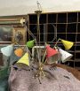 Vintage chandelier with colored cones in Stilnovo style                            