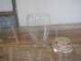 Vintage glass shop vase with measuring cup, 1950s