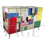 Dresser covered in multicolored Murano glass with 4 drawers