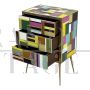 Small dresser with three drawers in multicolored Murano glass