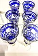 Set of 12 glasses and goblets in finely decorated blue Murano glass, Italy 1970s