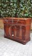 Antique mahogany feather sideboard with retractable marble dressing table, 19th century France