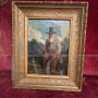 Antique oil painting with a beggar character, 19th century