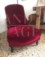 Pair of red velvet armchairs from the early 1900s