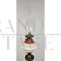 Antique electrified lamp in bronze and hand-painted Murano glass