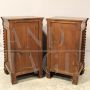 Pair of Louis Philippe capuchin bedside tables in walnut, Italy 19th century