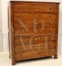 Antique walnut tallboy dresser from the Empire period - 1800s