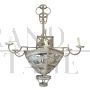 Large boat-shaped chandelier covered with Murano glass beads and tiles