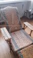 Adjustable vintage wicker deckchair chaise longue