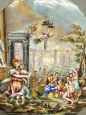 Capodimonte porcelain plaque with neoclassical scene and architecture, Naples 19th century