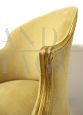 Early 19th century Empire armchair in gilded wood and ocher yellow velvet