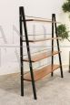 Scandinavian ladder shelf bookcase in teak and iron, Italy 1950s