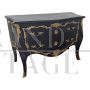 Baroque style dresser in black wood with gilt bronze decorations