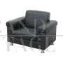 Pair of contemporary design armchairs in black leather