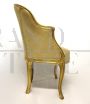 Early 19th century Empire armchair in gilded wood and ocher yellow velvet